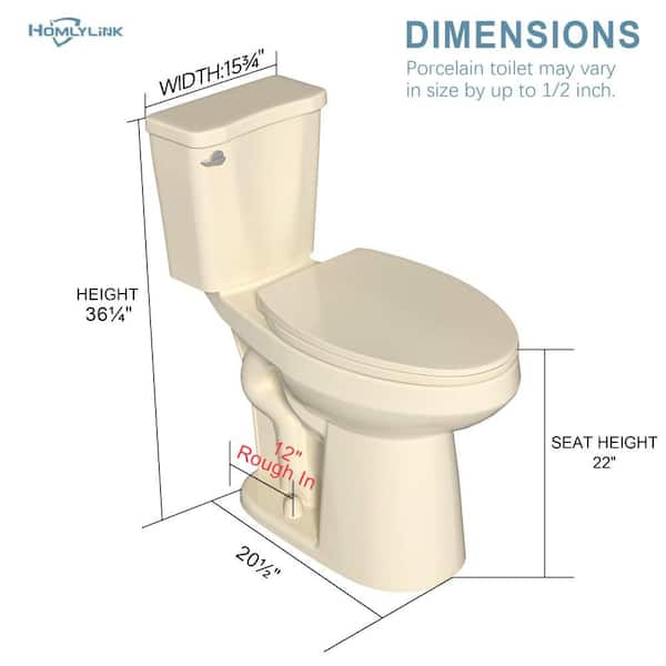 HOMLYLINK 21 in. Tall Seat 2-Piece Toilet 1.28 GPF Single Flush