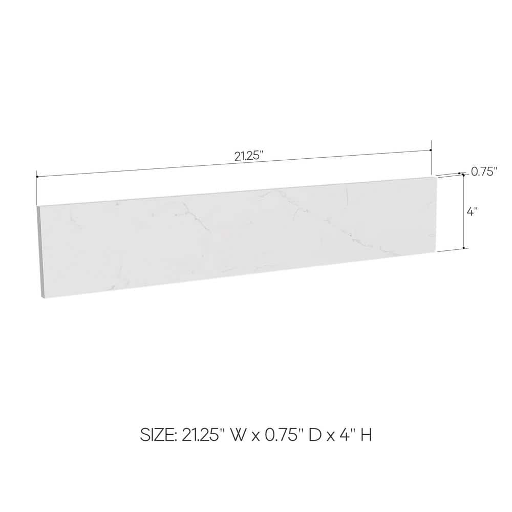 Bianco Bella Quartz White 21" x 4" Bathroom Vanity Sidesplash