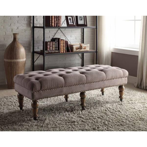 Linon Home Decor Isabelle Washed Taupe Bench