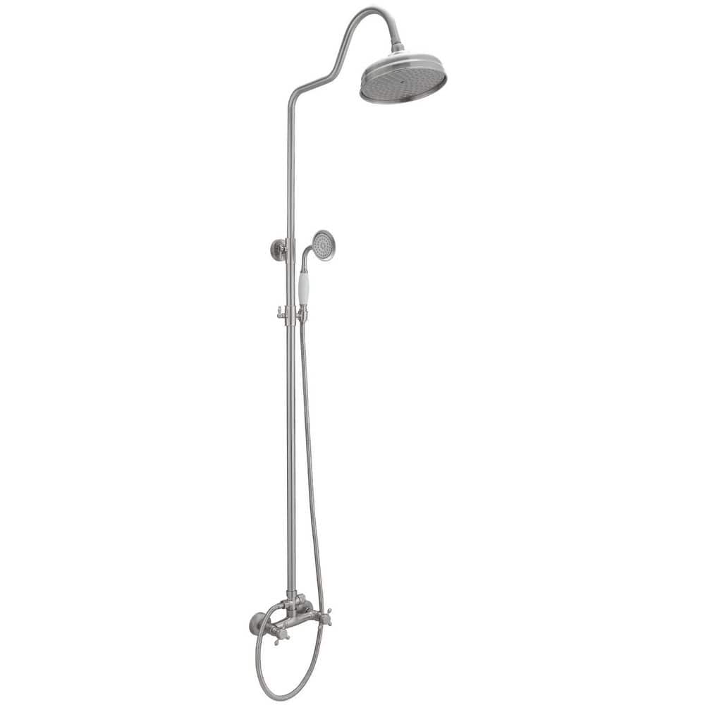 2-Spray Bathroom Outdoor Wall Bar Shower Kit with Tub Faucet and Double Cross Handle in Brushed Nickel (Valve Included) price history on PriceWatchPro