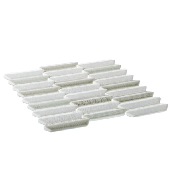 Soren Jahnek White 1 in. x 4 in. Hexagon Upcycled Textured Matte Glass Mosaic Wall Tile (4.3 sq. ft./Case)