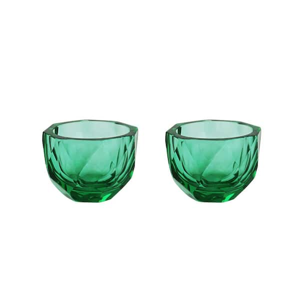 Green Glass Votive Candle Holder (Set of 2)