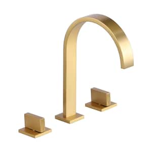 Alexi 8 in. Widespread Double-Handle Bathroom Faucet in Brushed Gold for Bathroom, Vanity, Laundry (1-Pack)