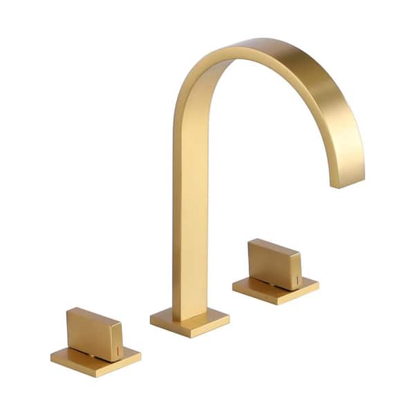Mondawe Alexi 8 in. Widespread Double-Handle Bathroom Faucet in Brushed Gold for Bathroom, Vanity, Laundry (1-Pack)