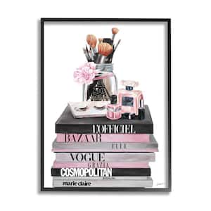 "Fashion Accessories Glam Magazine Book Stack" by Ziwei Li Framed Abstract Wall Art Print 11 in. x 14 in.