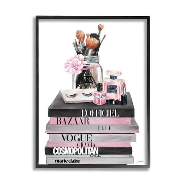 Stupell Industries Pink Rose Bouquet and Fashion Designer Bookstack Canvas Wall Art - 30 x 40
