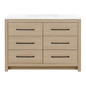 Hailey 49 in. W x 19 in. D x 35 in. H Single Sink Freestanding Bath Vanity in Beige Oak with White Cultured Marble Top