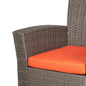 Hudson 4-Piece Rattan Wicker Patio Conversation Set with Orange Cushions