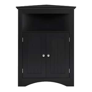 24.33 in. W x 12.2 in. D x 32.28 in. H Coffee Black Corner Linen Cabinet with Doors and Shelves