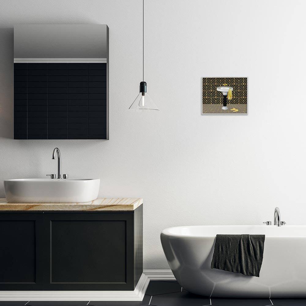 Deco Style Glam Bathroom by Conrad Knutsen Gray Framed Abstract Giclee Art Print 11 in. x 14 in. price history on PriceWatchPro