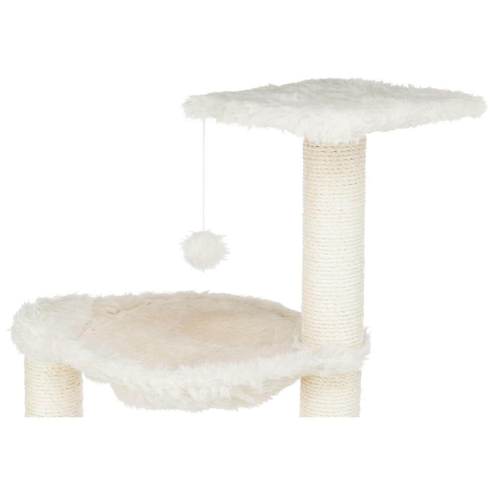 Cream Plush and Sisal Cat Tower with Hammock and Condo