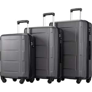 3 Piece Luggage Set ABS Lightweight Suitcase with TSA Lock, Gray