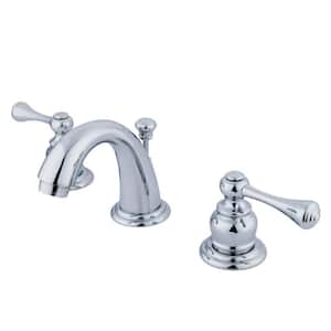 Vintage 8 in. Widespread 2-Handle Bathroom Faucets with Plastic Pop-Up in Polished Chrome