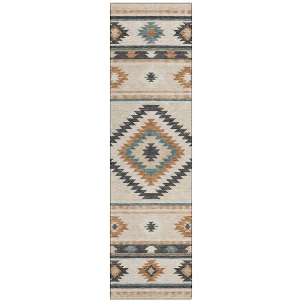 Chantille Machine Washable Indoor/Outdoor Abstract ACN3127 Ivory 2 ft. x 7 ft. Runner Rug