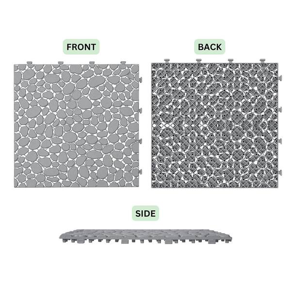 YOFE 1 ft. x 1 ft. All-Weather Outdoor Plastic Composite Interlocking Deck Tiles in Gray, Waterproof, Anti-slip(12 per Case)