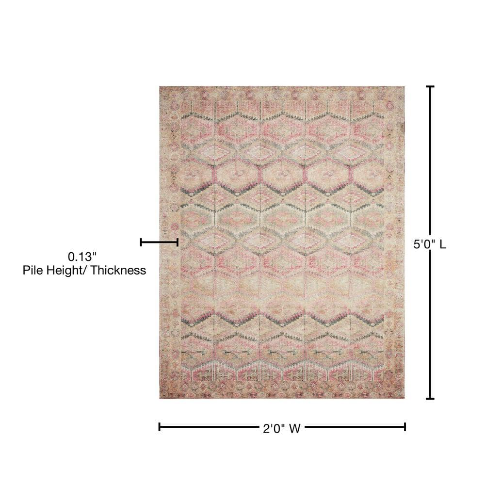 Layla Pink and Lagoon Rectangular Polyester Accent Rug