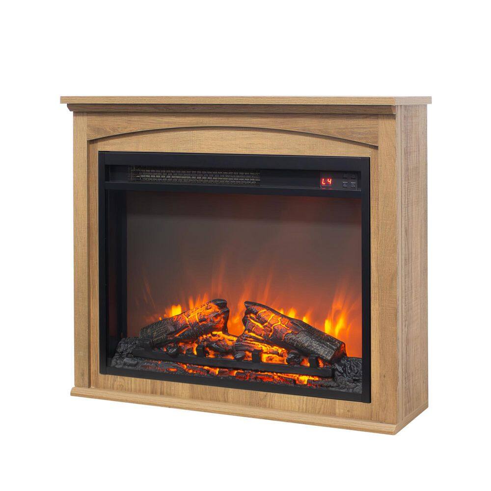 28 in. Freestanding  Entertainment Center Infrared Electric Fireplace in Antique Brown with Remote Control price history on PriceWatchPro