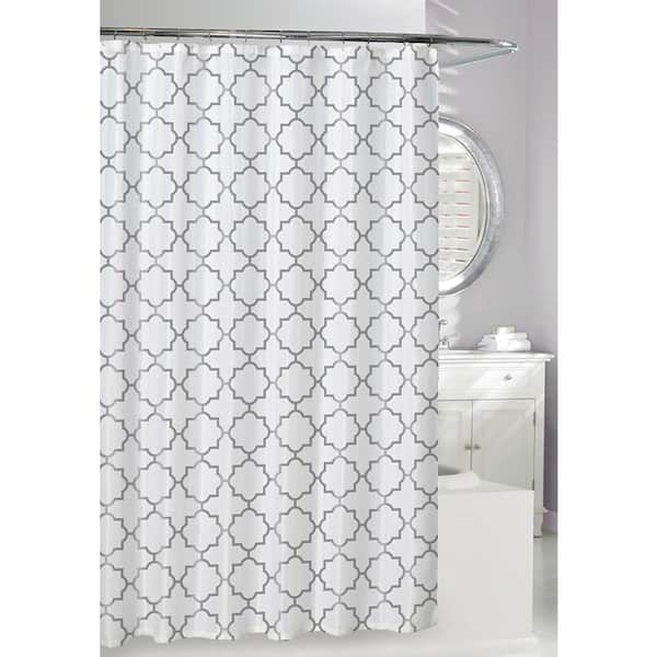 m MODA at home enterprises ltd. 71 in. W x 71 in. White/Grey Windsor Peva Shower Curtain