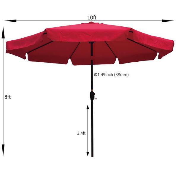 10 ft. Market Outdoor Patio Umbrella with Flap 8-Piece Ribs