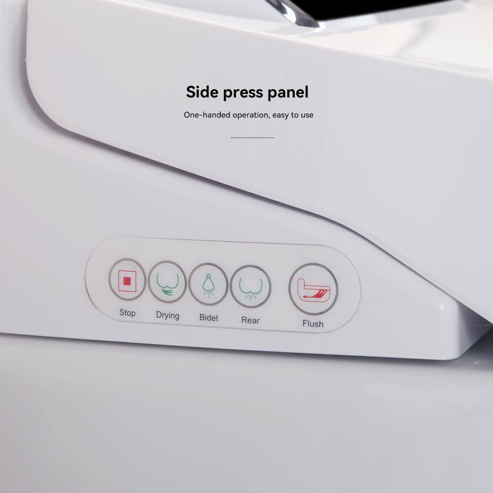 White Ceramic Elongated One-Piece Smart Toilet with Heated Bidet Seat