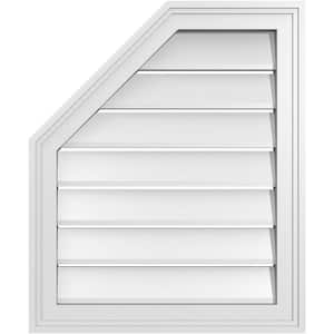 20 in. x 24 in. Octagonal Surface Mount PVC Gable Vent: Functional with Brickmould Frame
