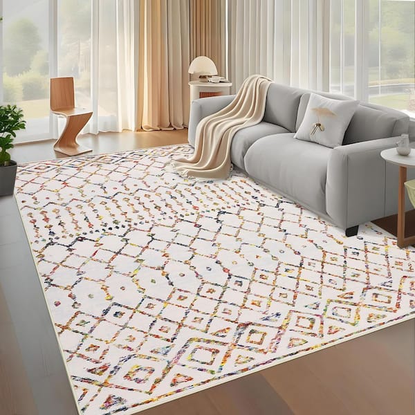 Colorful 8 ft. x 10 ft. Bohemian Style Rug Ultra Thin Soft Polyester