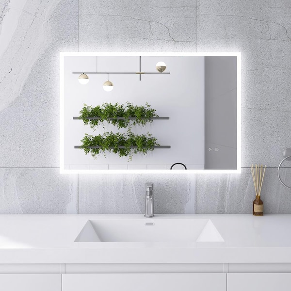 Unbranded 30 in. W x 24 in. H Large Rectangular Frameless Anti-Fog Wall Mounted Bathroom Vanity Mirror in Silver