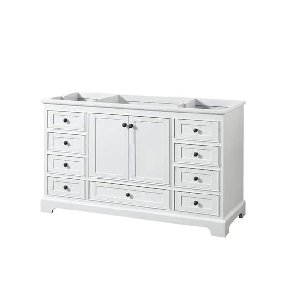 Wyndham Collection Deborah 59.25 in. W x 21.5 in. D x 34.25 in. H Single Bath Vanity Cabinet without Top in White