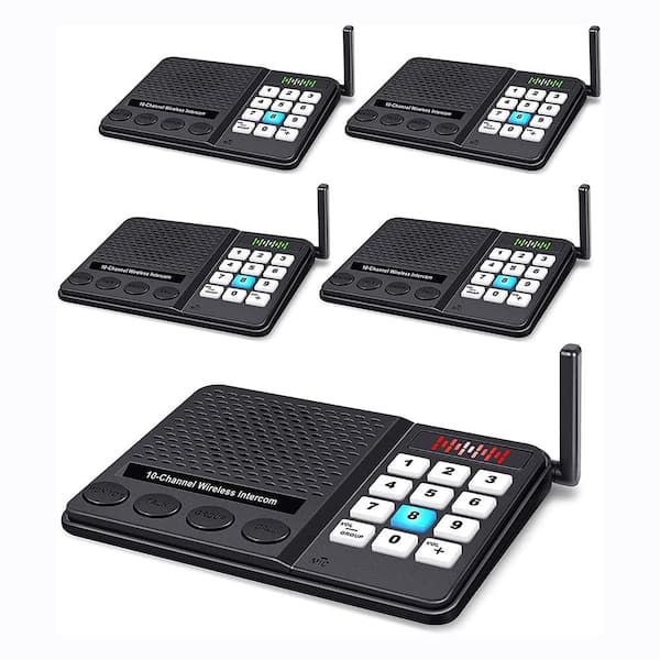 5 Pack Wireless Intercom System Room Communication 10 Channel 3 Code Long Range USB Powered