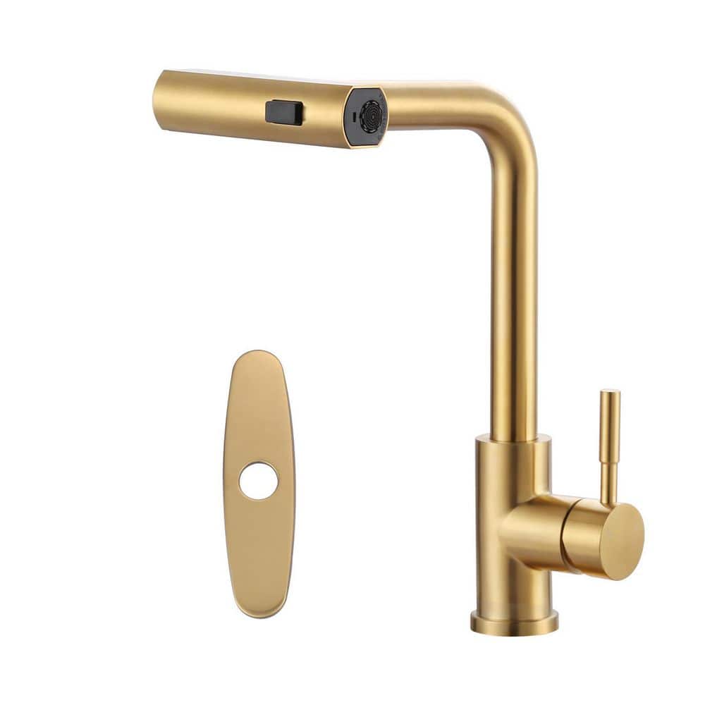 15.7 in. 3 Modes Single Handle Waterfall Pull Down Sprayer Kitchen Faucet with 360° Spout Swivel in Gold price history on PriceWatchPro