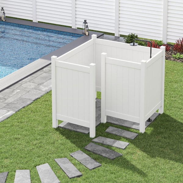 Barrette Outdoor Living 5 ft. x 3.5 ft. White Vinyl Outdoor Changing Room Side Wall