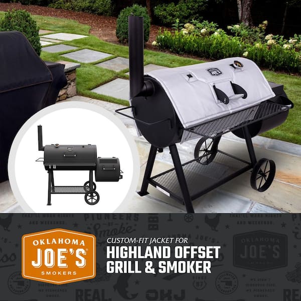 Custom-Fit Highland Offset Charcoal Smoker and Grill Jacket Cover in Black