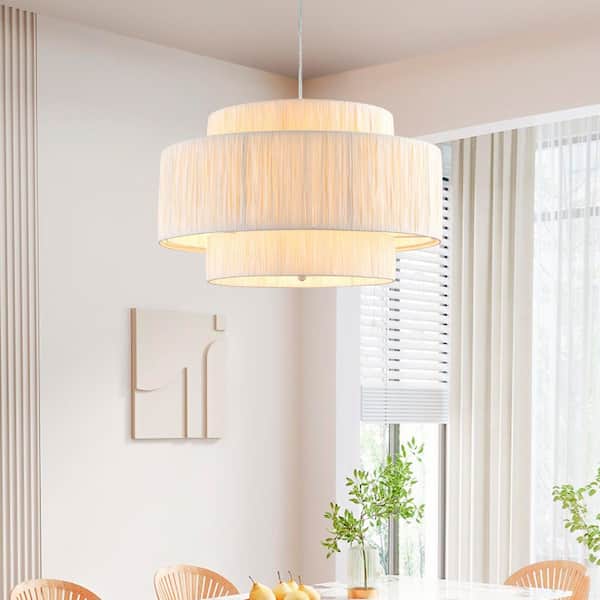 Collision 3-Light Off-white Small Chandelier with Paper Lampshade