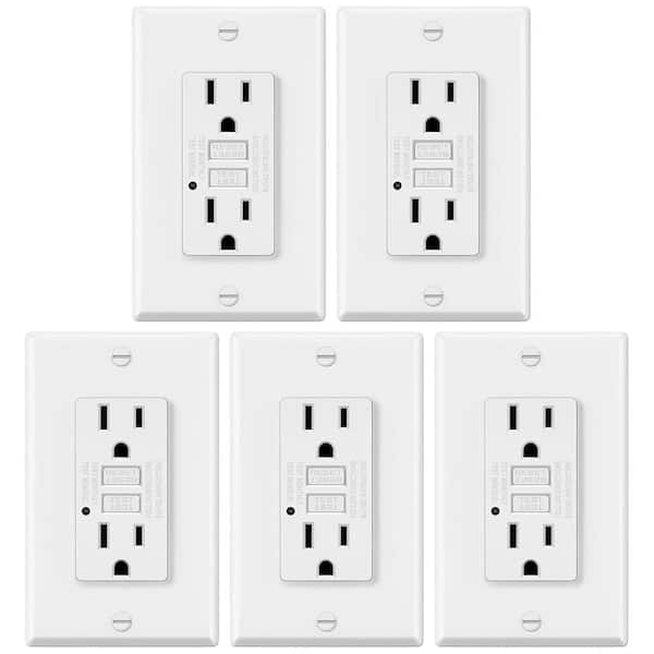 15 Amp 125-Volt Non-Tamper Resistant GFCI Outlet White 5-Pack