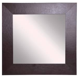 27 in. W x 27 in. H Framed Square Bathroom Vanity Mirror in Brown