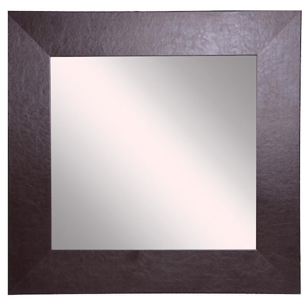 Unbranded 27 in. W x 27 in. H Framed Square Bathroom Vanity Mirror in Brown
