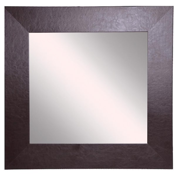 Unbranded 12 in. W x 12 in. H Framed Square Bathroom Vanity Mirror in Brown