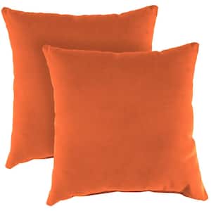 Sunbrella 16 in. x 16 in. Canvas Tuscan Orange Solid Square Knife Edge Outdoor Throw Pillows (2-Pack)