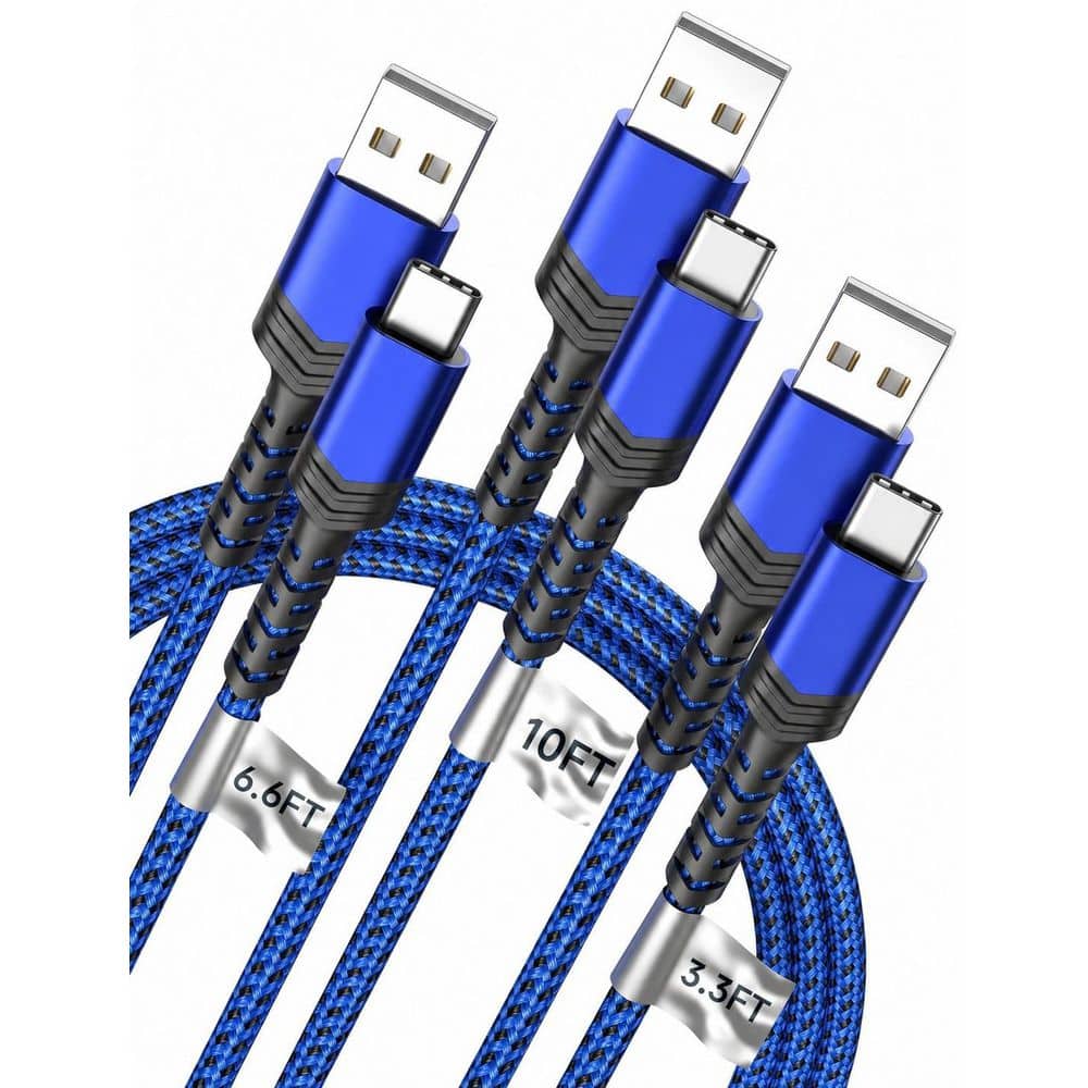 3-Pack USB A to USB C Cable Fast Charging Cord for iPhone 17 16 Pro Max Samsung S23 S22 S20 Charger Blue price history on PriceWatchPro