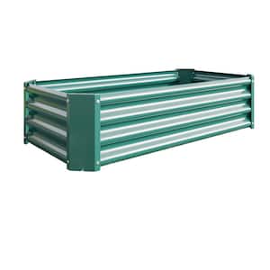 4 x 2 x 1 ft. Green Galvanized Steel Rectangular Outdoor Raised Beds Garden Planter Box for Vegetables, Flowers, Herbs