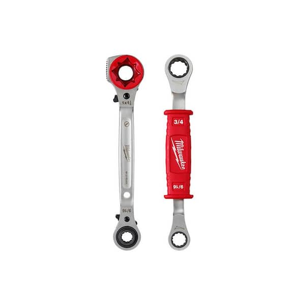 Milwaukee Lineman's 5-In-1 3/4 in. Ratcheting Wrench with Smooth Milled Face & Lineman's 2-In-1 Insulated Ratcheting Box Wrench