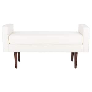 Henri 49 in. Cream/Brown Upholstered Entryway Bench