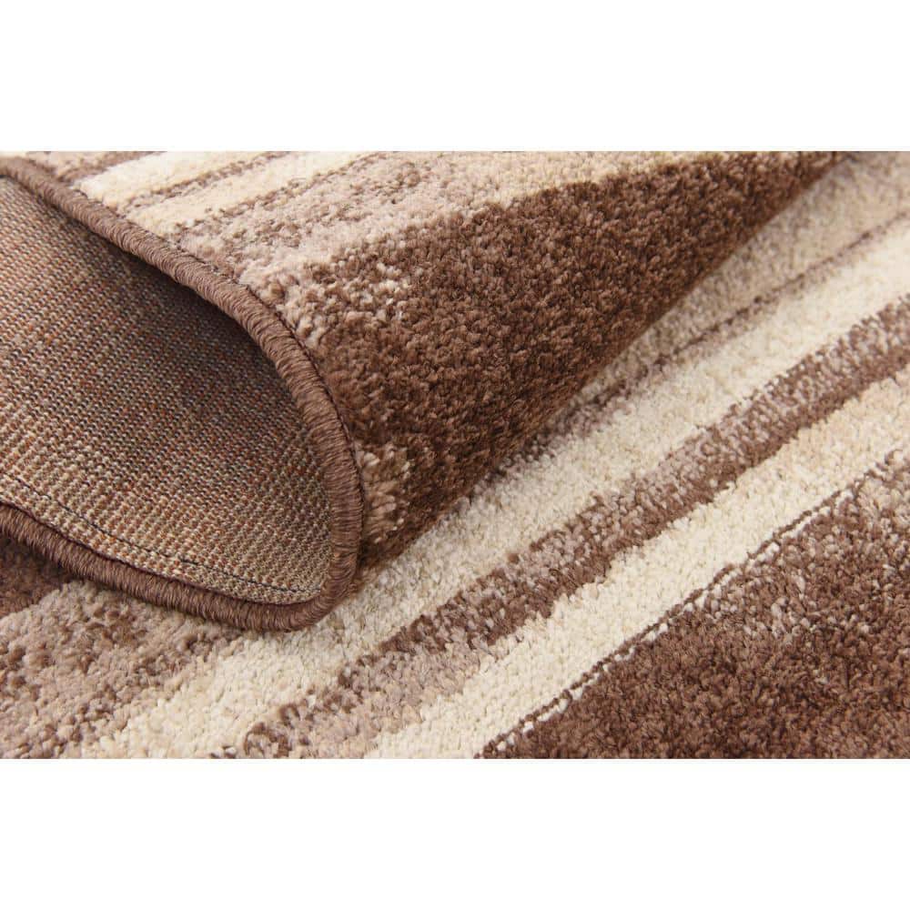 Equinox Beige & Dark Brown 8' x 10' Stain-Resistant Area Rug