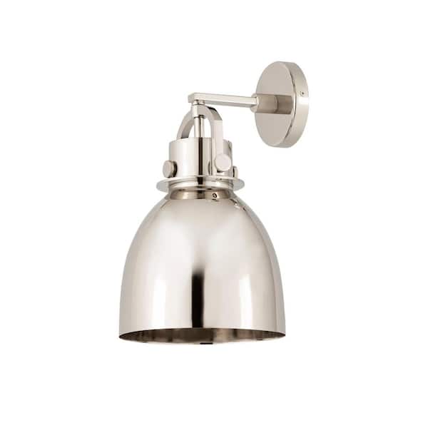 Innovations Newton Bell 1-Light Polished Nickel Wall Sconce with Nickel Metal Shade