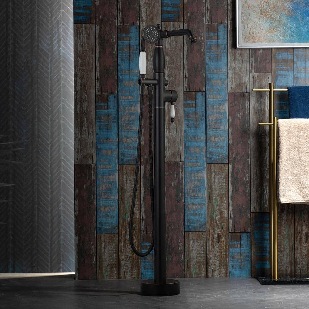 Oil Rubbed Bronze Freestanding Tub Faucet with Hand Shower