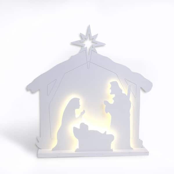 GERSON INTERNATIONAL 33 in. H Electric Manger Scene Silhouette Light with 59 Warm White LED Lights, Outdoor Adaptor