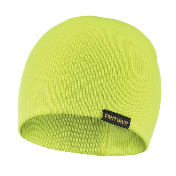 Hi-Vis Safety Yellow 100% Acrylic Knit Ski Hat Beanie Cap 
