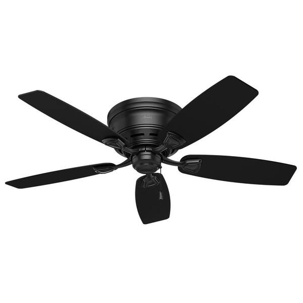 Hunter Sea Wind 48 In Indoor Outdoor Matte Black Ceiling Fan 53118 The Home Depot - Black Flush Mount Outdoor Ceiling Fan With Light