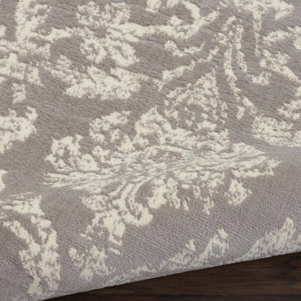 Gray and Ivory Damask Pattern 8' x 10' Area Rug