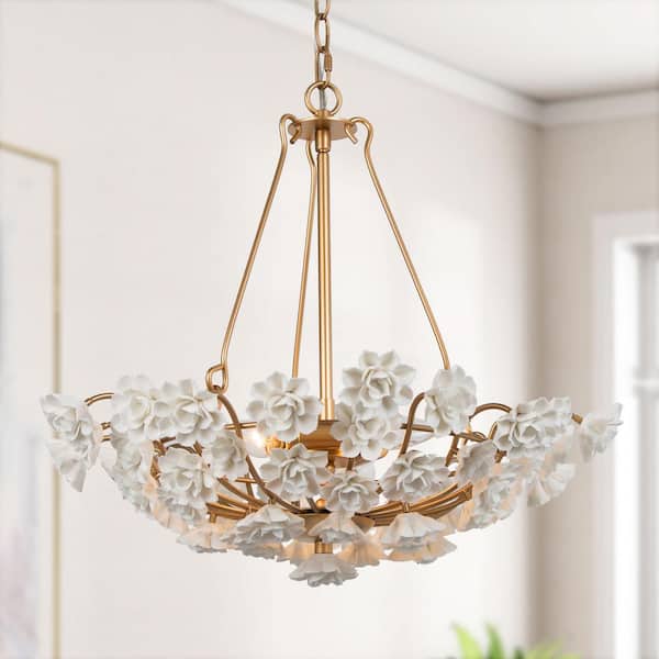 Homdiy Chandeliers Modern Crystal Bouquet Brass Chandeliers for Dining Room